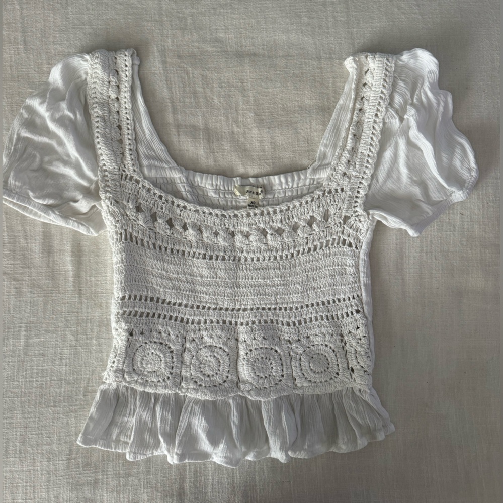 White Crochet Babytee Xs